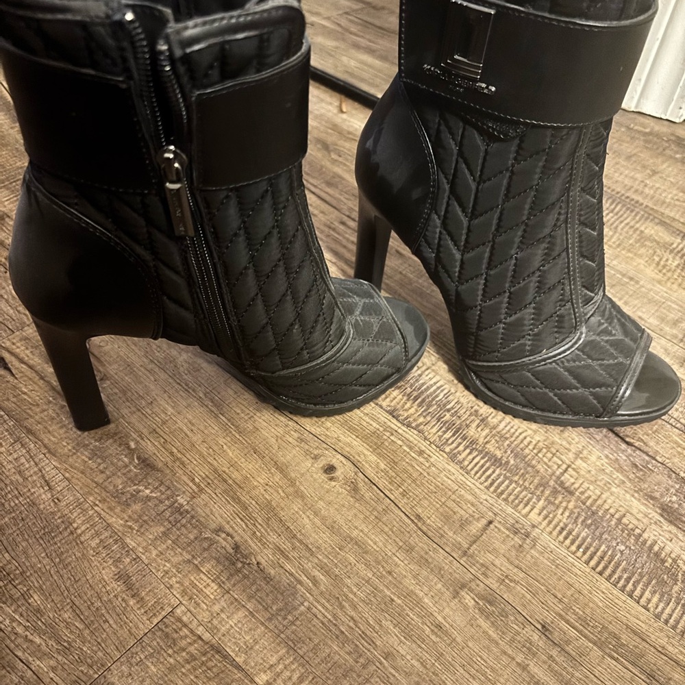 Karl Lagerfeld Black Quilted Women's Heeled Boots - Picture 2 of 5